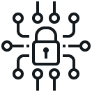 Lock with branching network - Line Icon