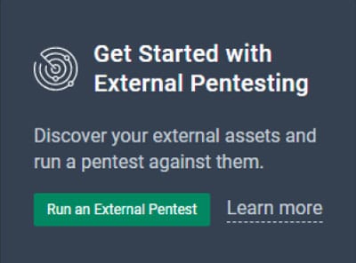 External Pentesting Feature Get Started Menu