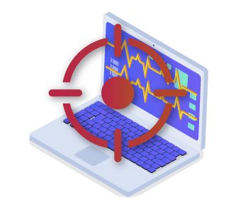 Laptop with EKG Monitor on screen under Red Target